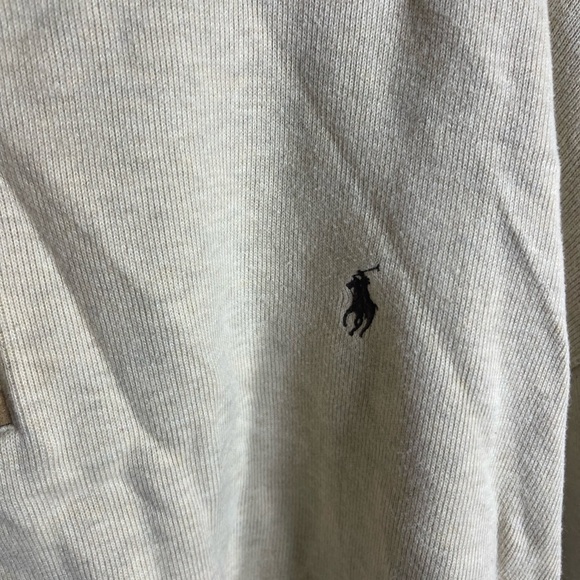 POLO RALPH LAUREN Cotton Sweater Men's 4X Big Tan Pullover 1/4 Zip Brown Pony - Picture 3 of 5